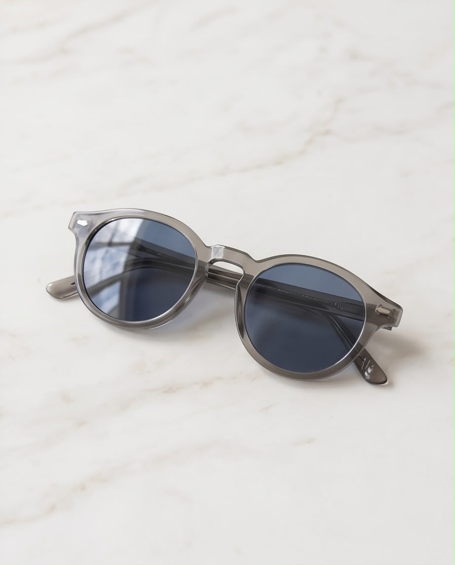 Grey Transparent Round Sunglasses