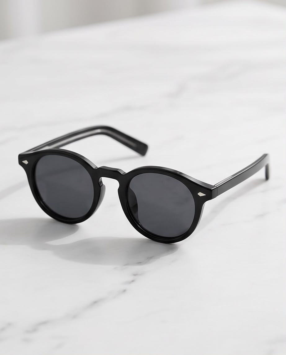 Black Classic Round Sunglasses