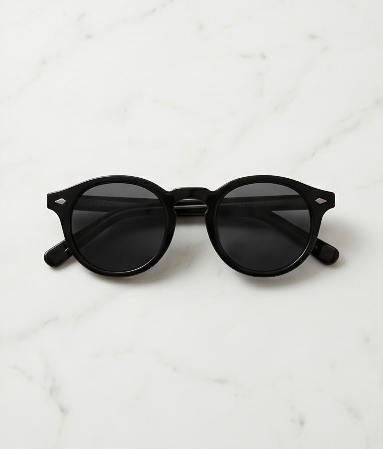Black Classic Round Sunglasses