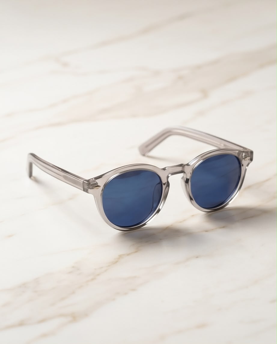 Grey Transparent Round Sunglasses